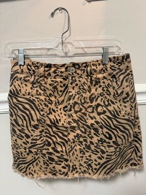 Forever 21 Beige and Black Animal Print Mini Skirt